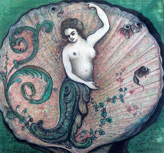 William de Belleroche (1913-1969) Neptune and a mermaid 20 x 22in.